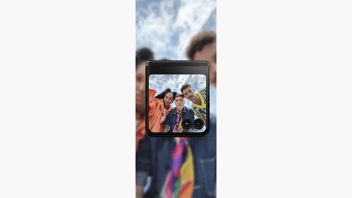 Leaked image of the Motorola Razr 2023 showing the phone in use