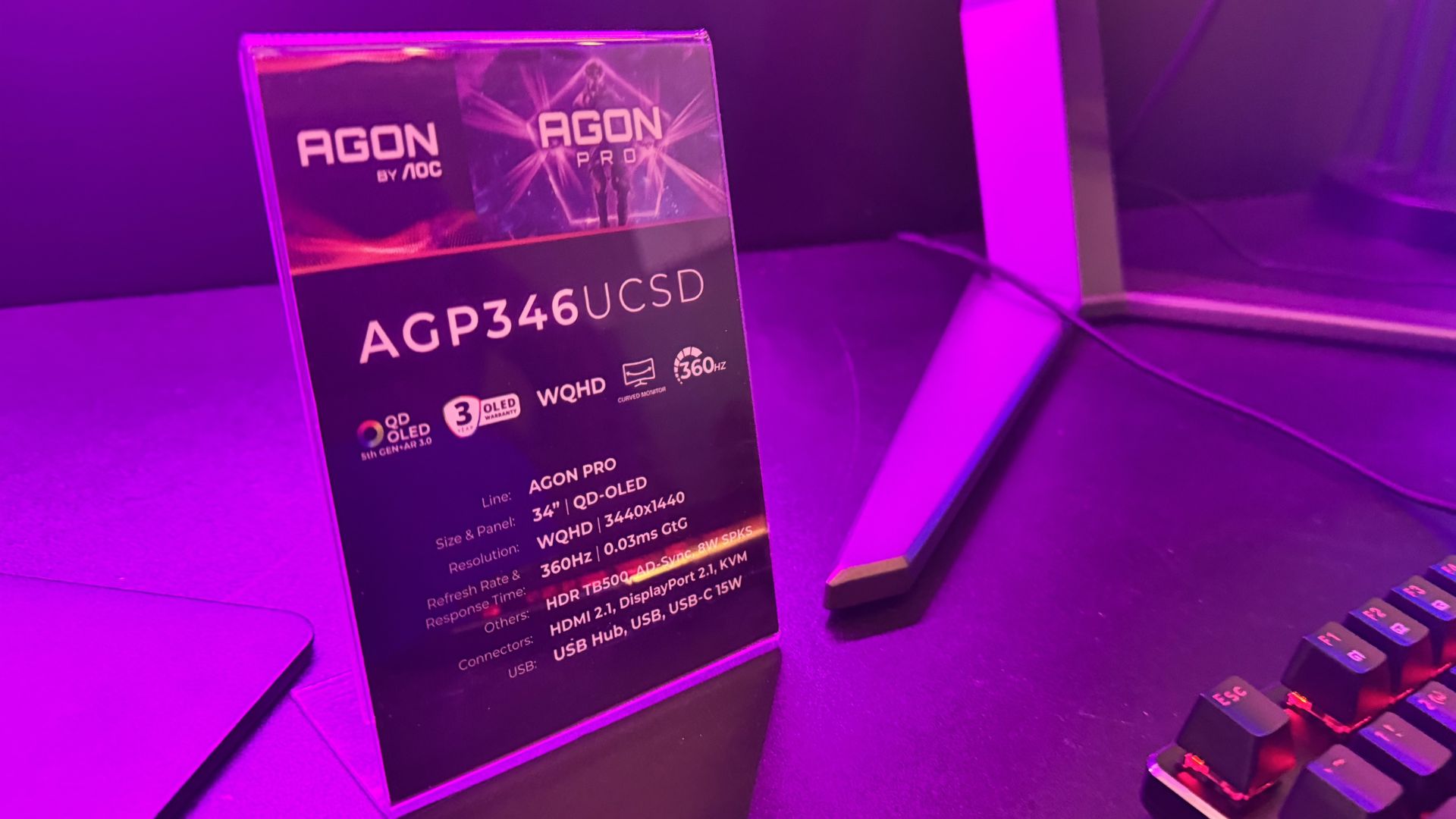 The specs for the AOC AGP346UCSD 