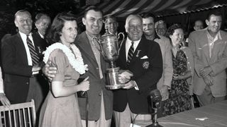 Ben Hogan with the trophy after his 1950 victory
