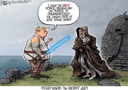 Political cartoon U.S. Trump media Star Wars