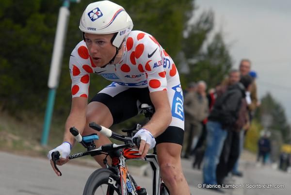 Remi Pauriol (FDJ) in polka dots.