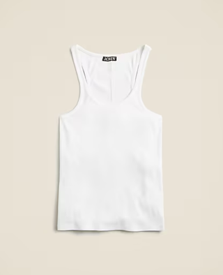 a white tank top from jcrew on a plain backdrop