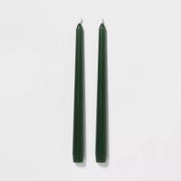 Two green tapered candles, Walmart 