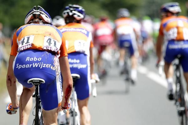 Robert Gesink (Rabobank) was battered and bruising after his crash