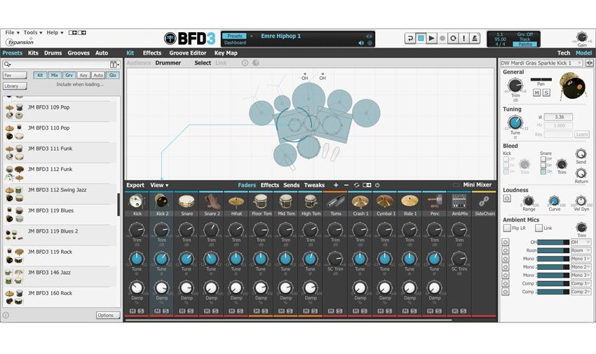 The software engine lets you intuitively tweak the drums