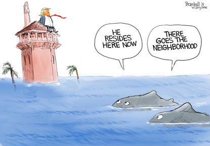Political Cartoon U.S. Trump Florida Resident Mar-A-Lago Ocean Neighborhood