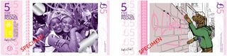 The £5B features the winning designs from photographer Mark Simmons and artist Alex Lucas