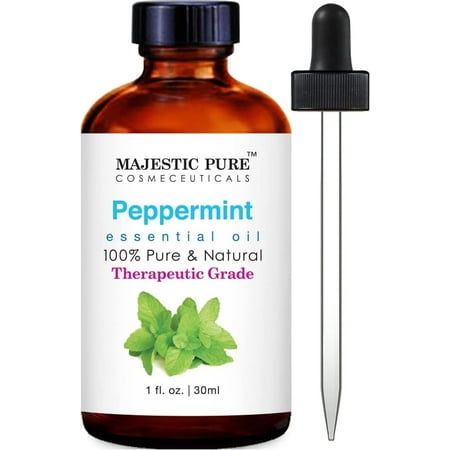 Majestic Pure Peppermint Essential Oil, Premium Grade, Pure and Natural, for Aromatherapy, Massage, Topical &amp;amp; Household Uses, 1 Fl Oz