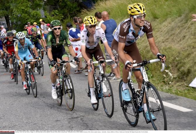 Ben Gastauer at the front of a select group on the road to Risoul
