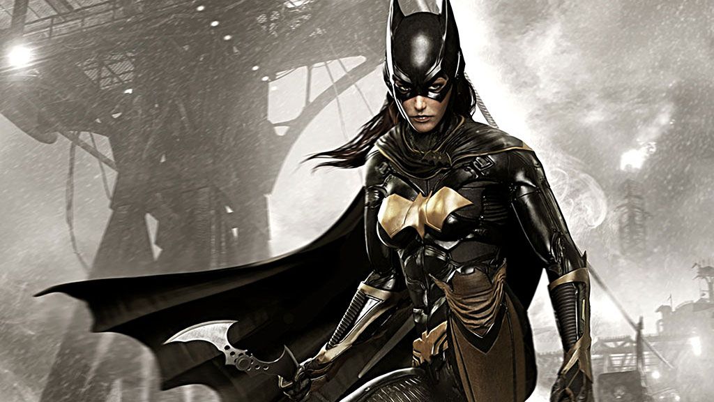 A promotional image of Batgirl in the Batman: Arkham Knight video game