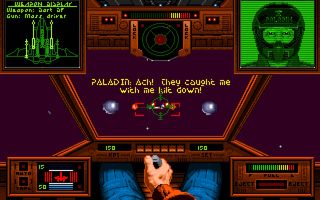 A pilot controlling his spaceship from Wing Commander