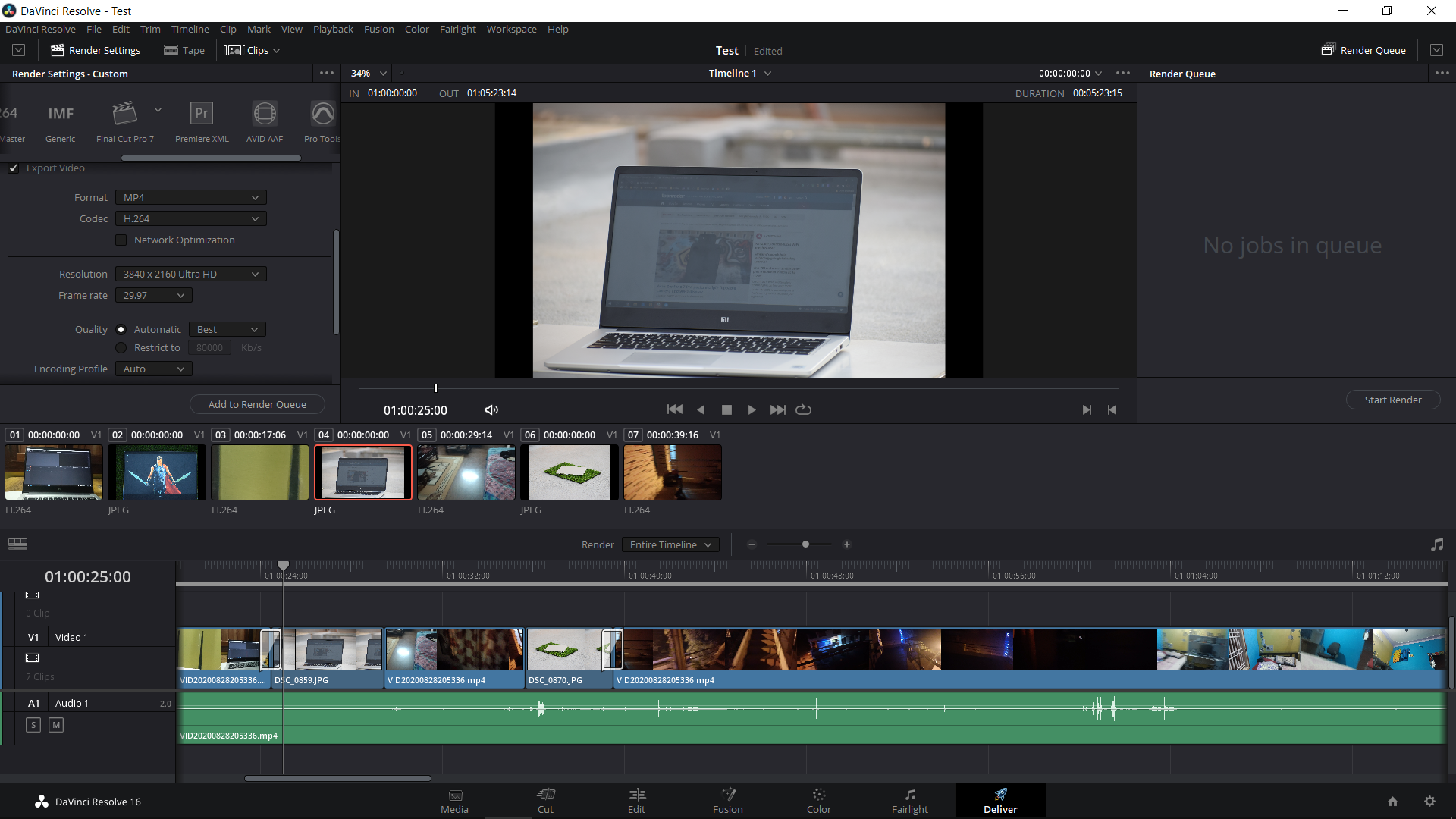 Video rendering in DaVinci Resolve