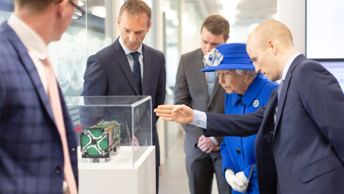 Queen Elizabeth II visited the Glasgow factory of satellite company Spire.