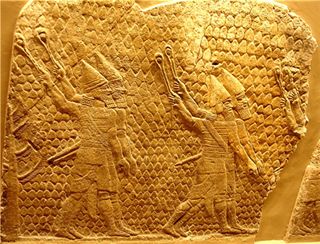 Dated from the beginning of the seventh century B.C., it shows Assyrian slingers in action at a siege of the Israelite city of Lachish in 710 B.C.