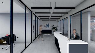 office interior render designed by Atelier Inhyah