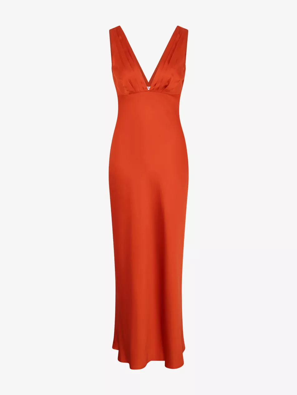 Casey V-Neck Satin Maxi Dress - 4