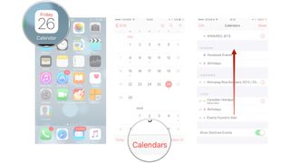 How to see shared events you've declined in Calendar on iPhone and iPad by showing: Open calendar, then tap calendars, then swipe up to scroll down to the bottom