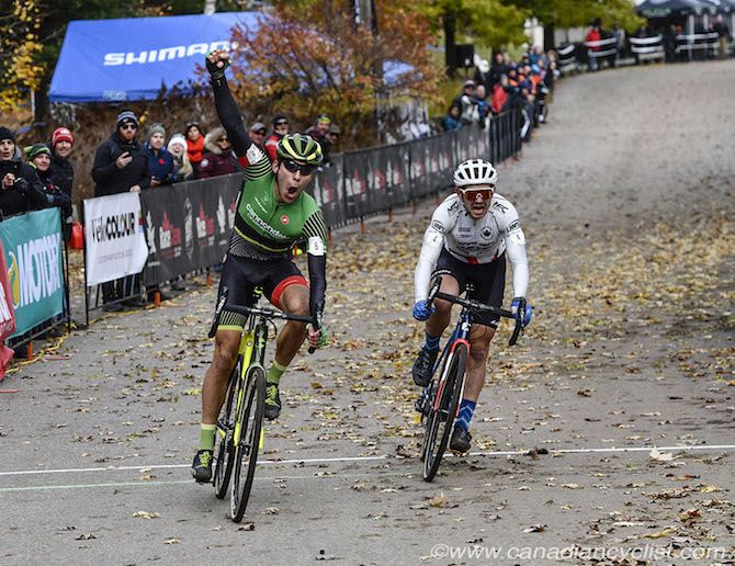Curtis White (Cannondale CyclocrossWorld.com) wins the 2018 Pan-American Cyclo-Cross Championships ahead of Michael van den Ham (Garneau Easton)