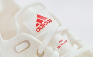 The tongue of an adidas trainer