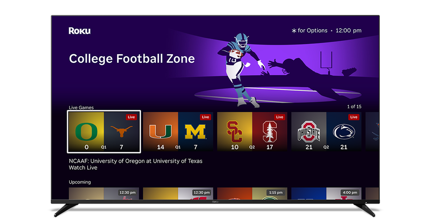 Roku screen shot showing its new live sports scores feature