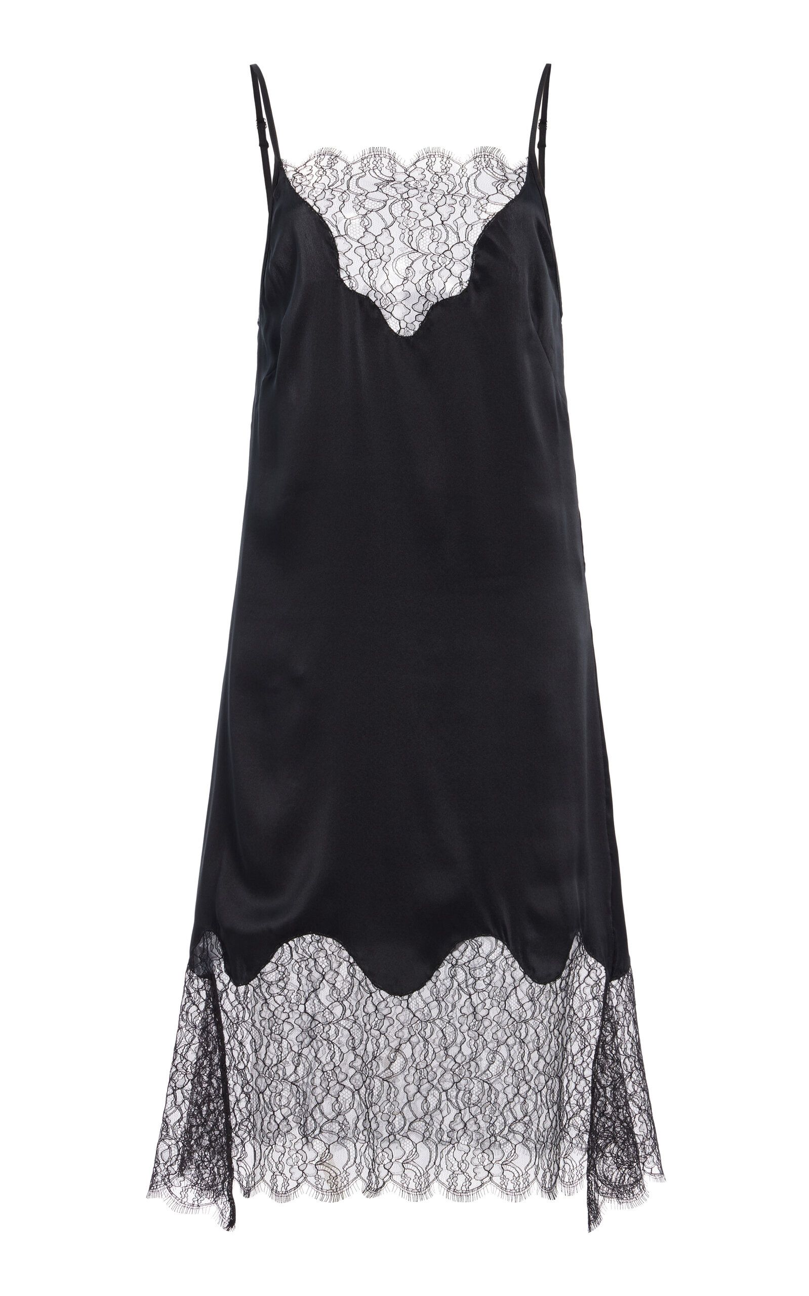 Exclusive Stevie Lace-Trimmed Silk Crepe Midi Slip Dress