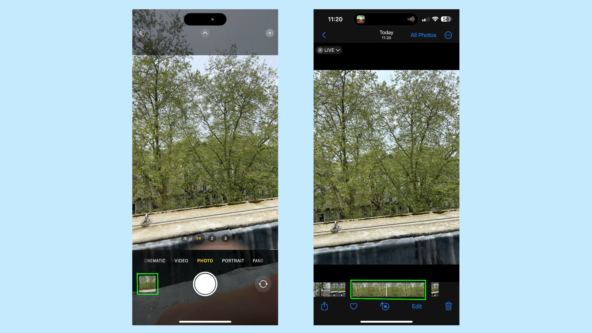 How to check the live photo and scan trough it
