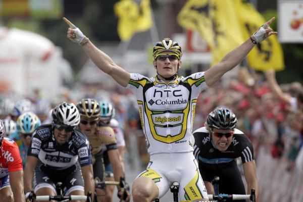 It will be interesting to see if Andr&eacute; Greipel (HTC-Columbia) gets to celebrate like this at the Tour de France next year.