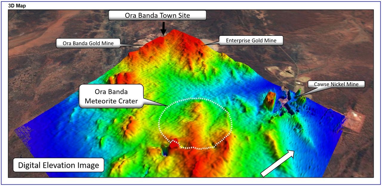 A map showing the elevation at the impact site.