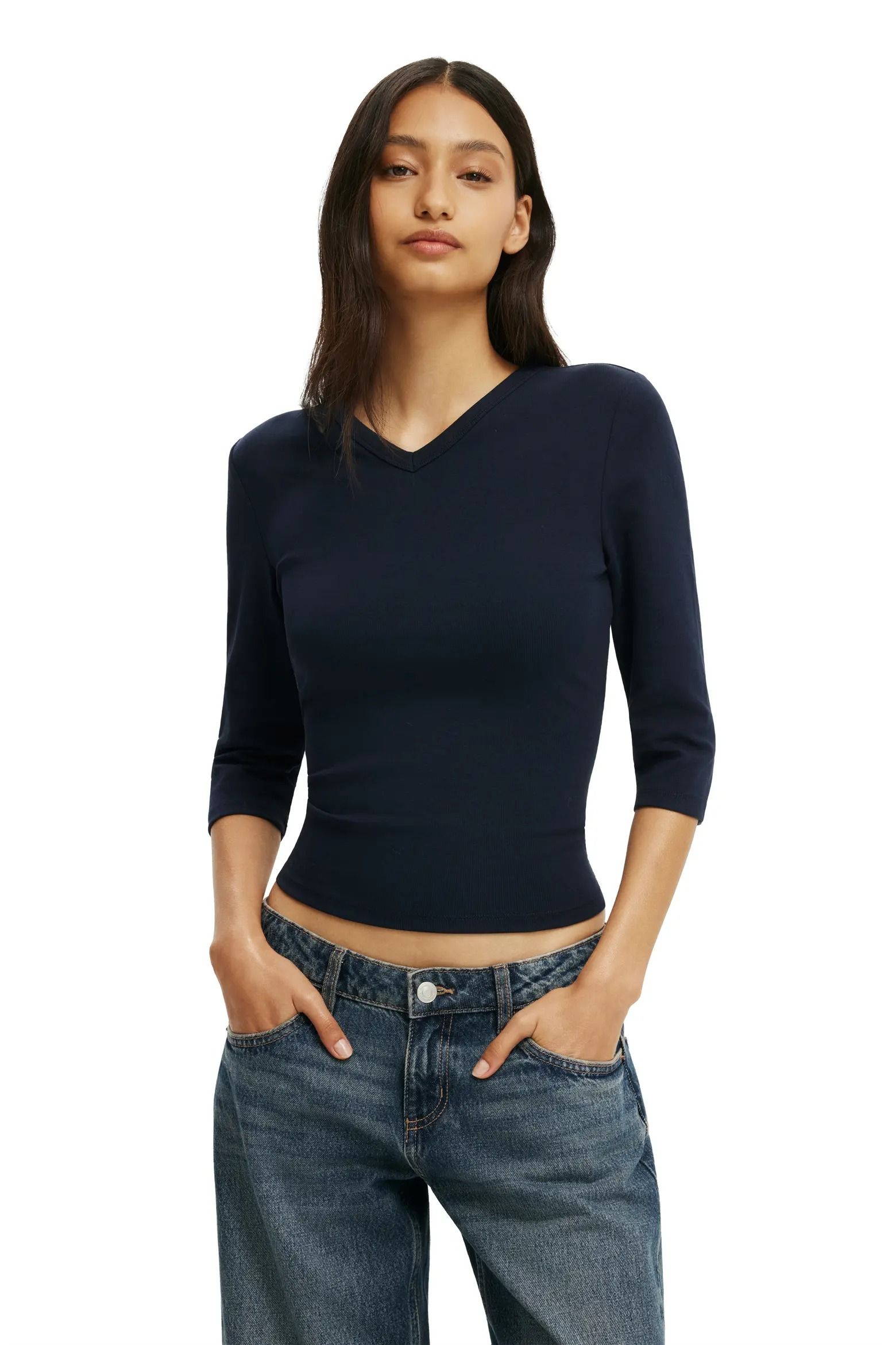 Cotton On, 90s V Neck &amp;frac34; Sleeve
