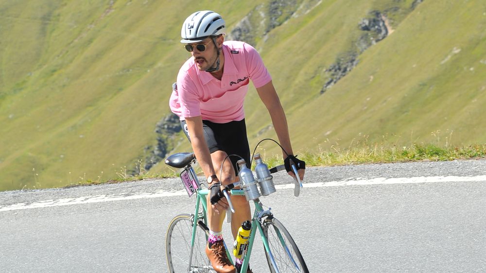 Mike Gluckman riding in the Dolomites