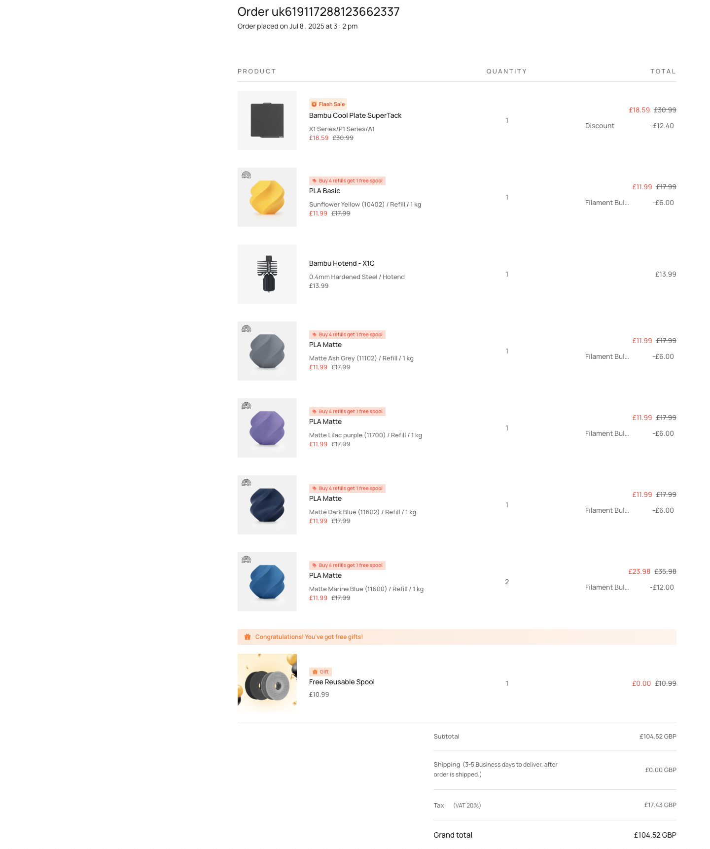Bambu Lab order Prime Day flash sale