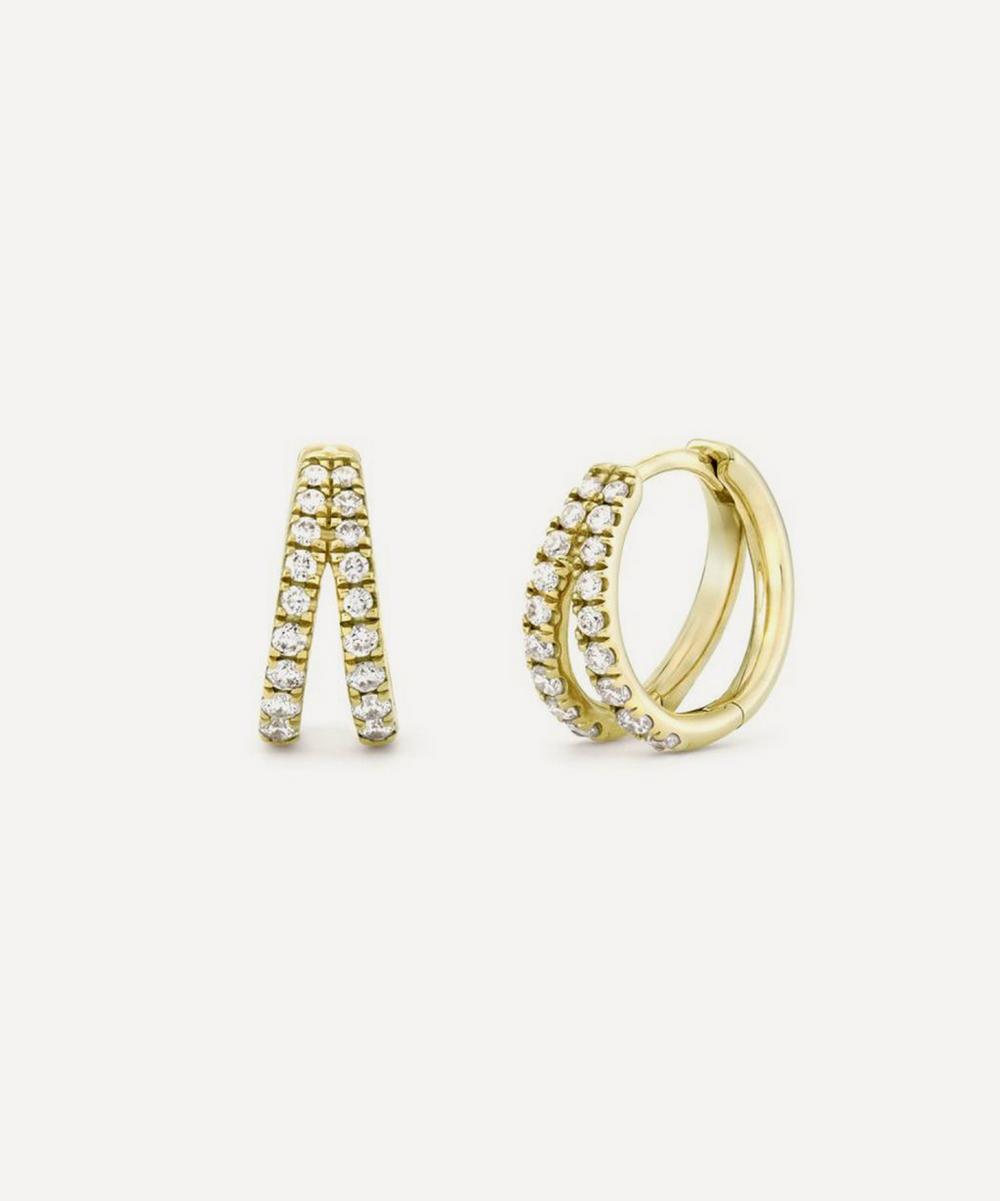 9ct Gold Signature Duo Small Lab-Created Diamond Hoop Earrings