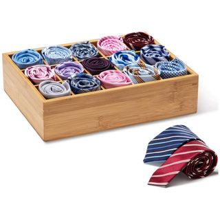 Bamboo tie organizing box