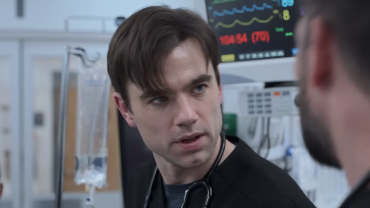 Langdon glaring at Robby during a trauma in The Pitt Season 2x14