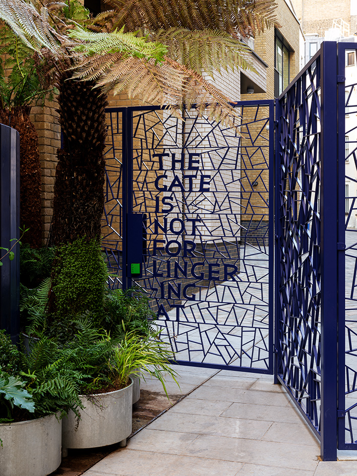 Stephen Friedman Gallery gate with blue metal door