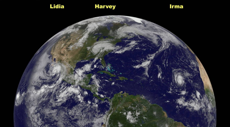 Earth with 2017 storms