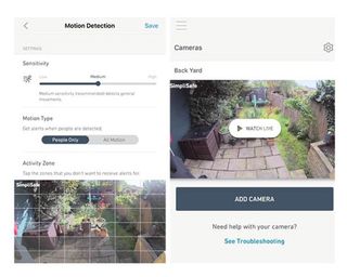 screengrabs for a security camera view on a smartphone
