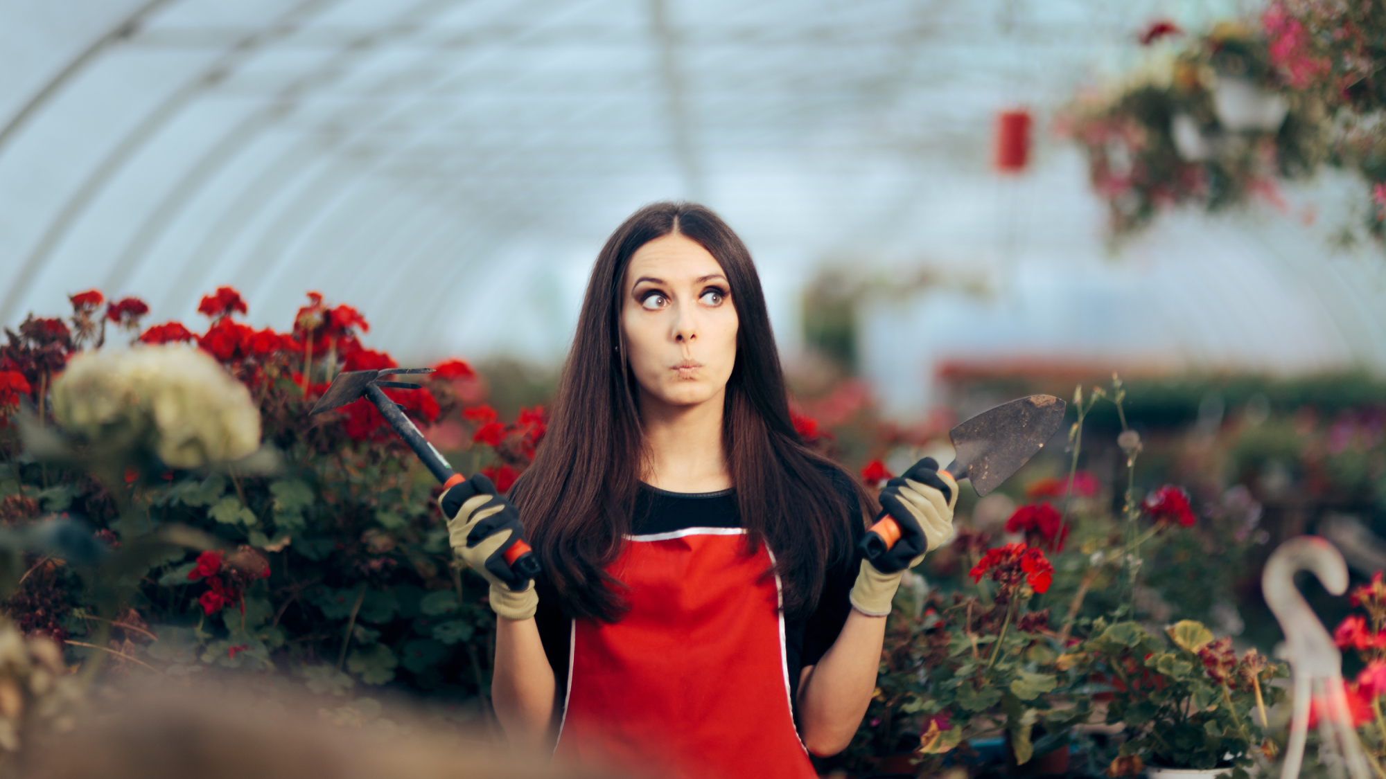 female gardener looking unsure