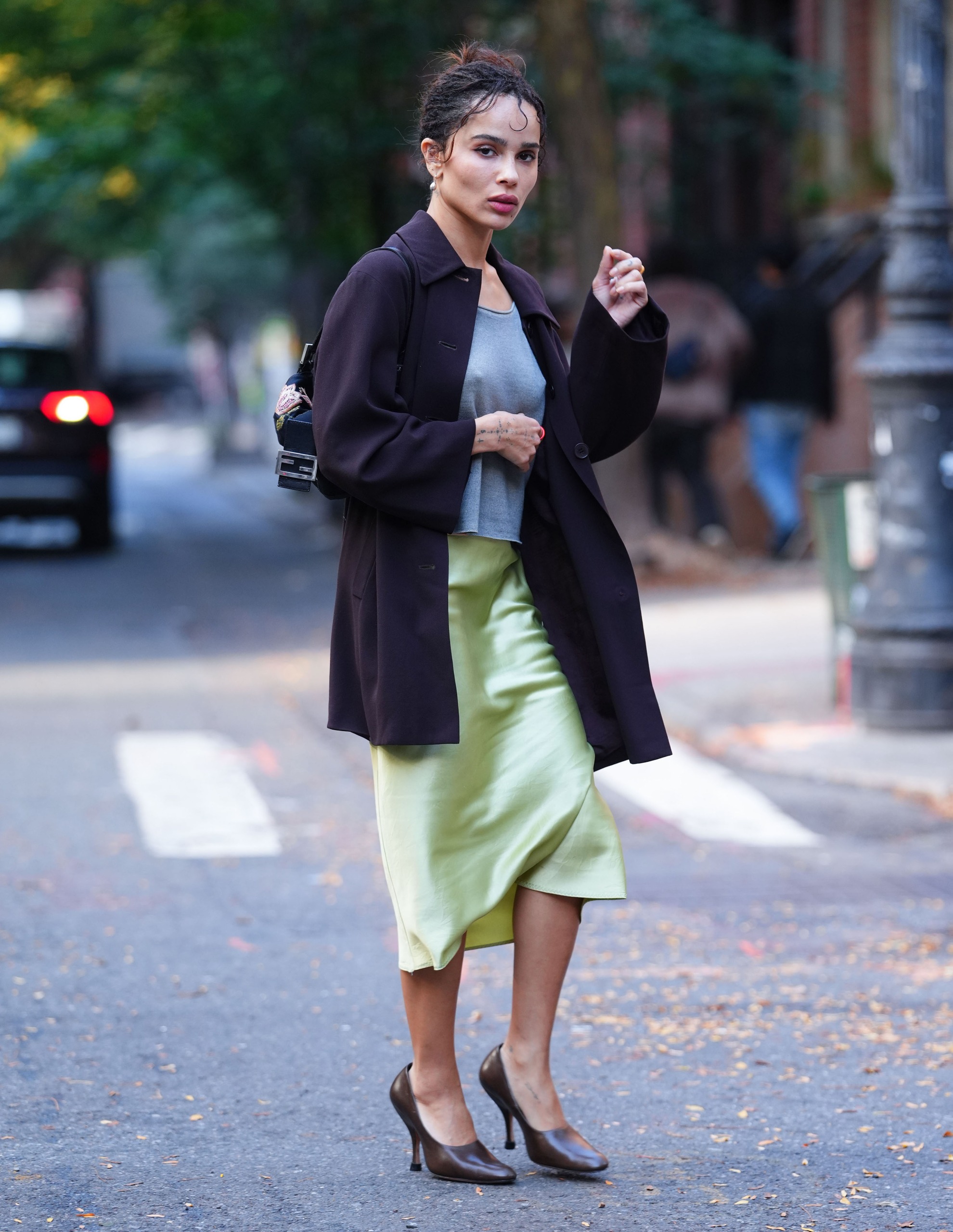 Zo&amp;euml; Kravitz films her new rom-com Die Alive in the high-vamp heels trend