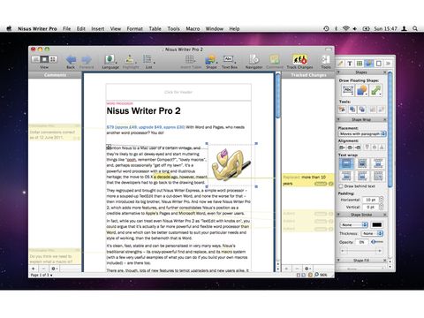 nisus writer pro footnotes space