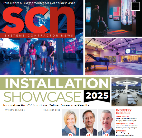 The cover of the November issue of SCN magazine featuring the Installation Showcase 2025.