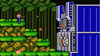 Best NES games: a player shooting a machine in the game Contra.