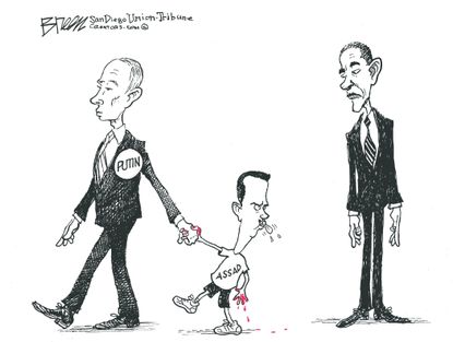 Obama cartoon World Putin Assad