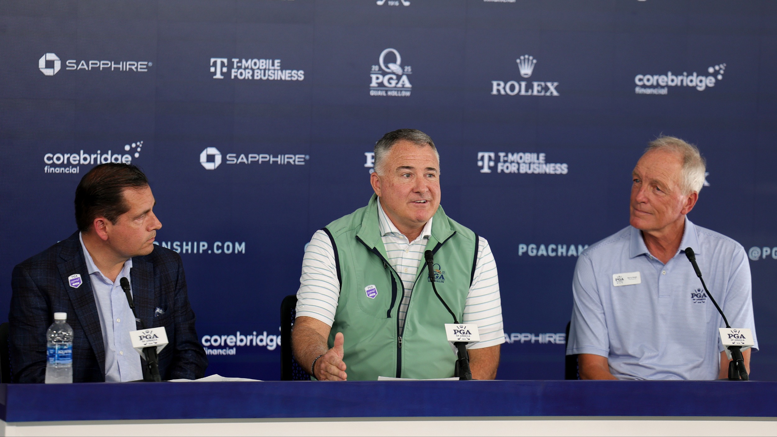 Derek Sprague, Kerry Haigh and Don Rea in a press conference