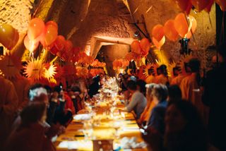 Party in the crayères, chalk caves of Veuve Clicquot