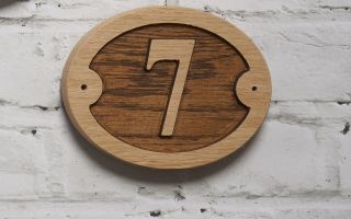 wooden oak house number