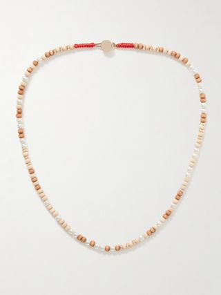 Affogato Gold-Tone, Wood and Faux Pearl Necklace