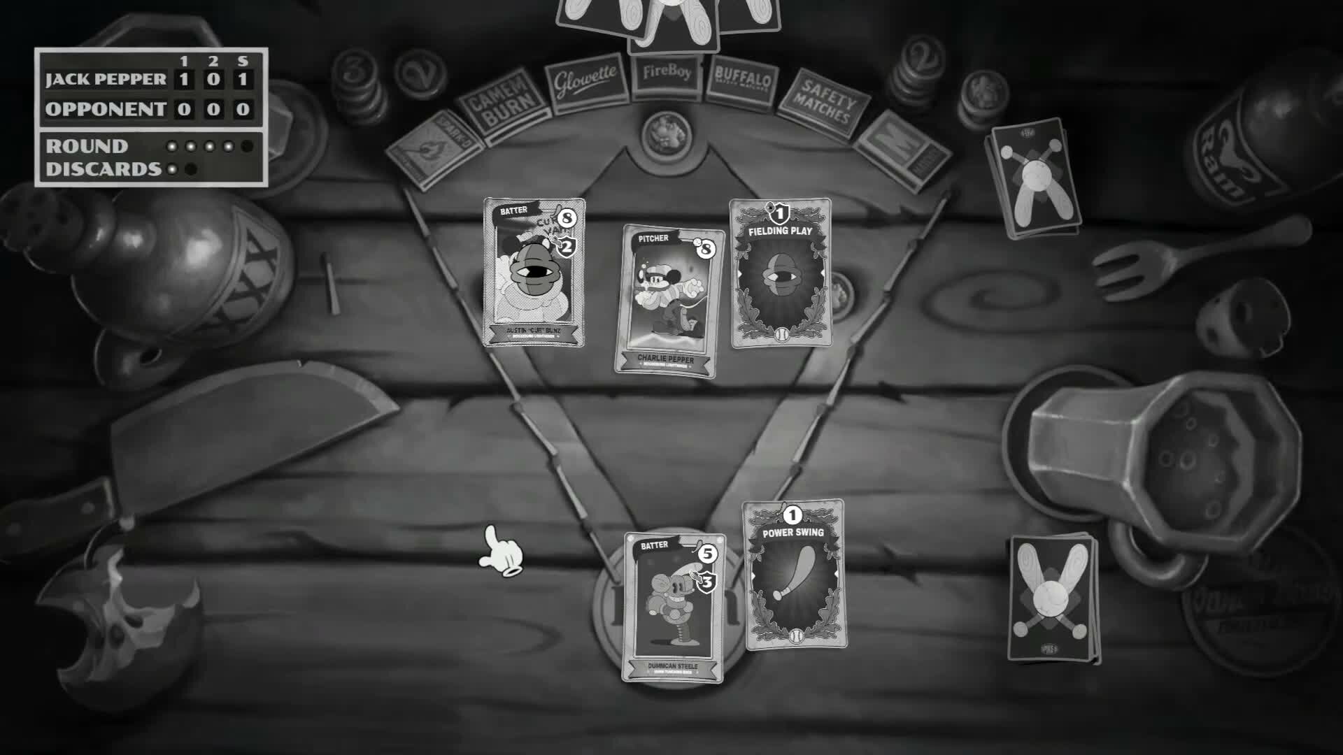 Mouse: P.I. For Hire gameplay screenshot of the baseball card game.