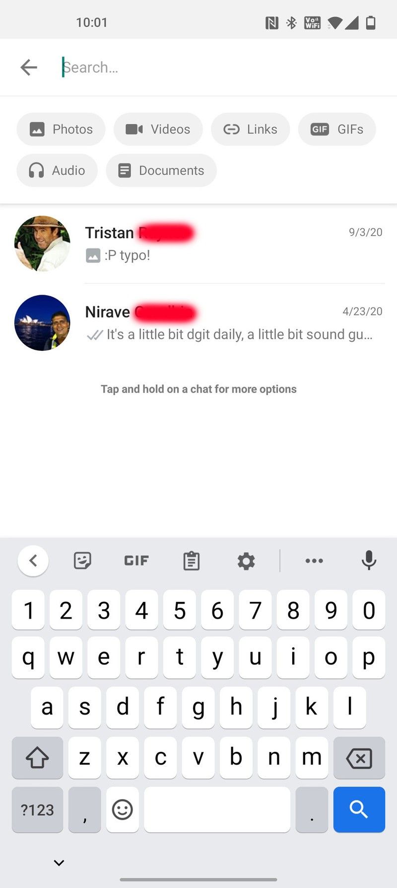how to search whatsapp chat on android