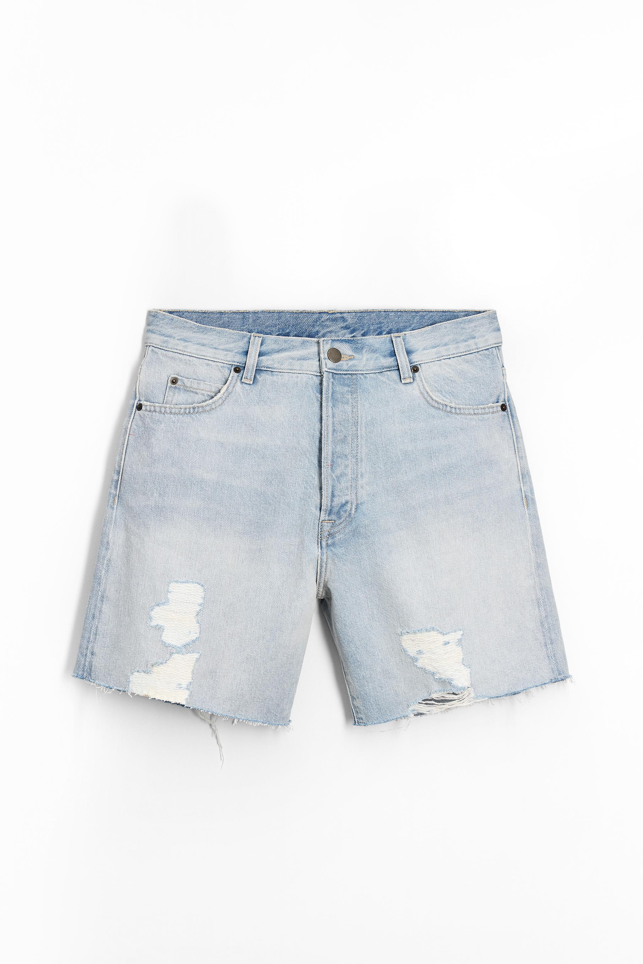Zw Collection Ripped Denim Bermuda Shorts